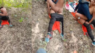Desi Randi fucks a young college guy in the open forest